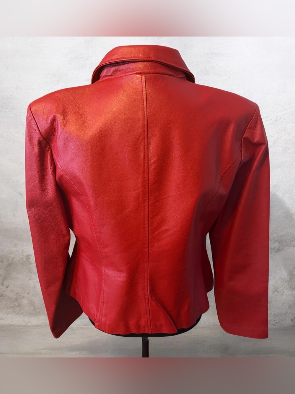 Dona Michi Vintage Red Genuine Leather Zip Up Fitted Jacket - Picture 4 of 8